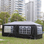 ZUN 10'x20' Outdoor Party Tent with 6 Removable Sidewalls, Waterproof Canopy Patio Wedding Gazebo, Black 67497602