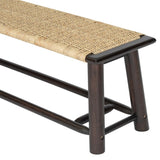 Farmhouse Modern Solid Wood Rattan Bench - 59 Inch Indoor & Covered Outdoor Bench Walnut Finish N842P271335D