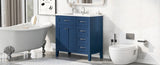 ZUN 36" Bathroom Vanity with Sink Combo, Blue Bathroom Cabinet with Drawers, Solid Frame and MDF Board 11515323