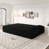 Modern Floor Sofa with 2 Pillows,Convertible Teddy Fabric Foam-Filled Sleeper Sofa Bed,15" Full Size W1885P308288