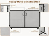 38.5x31 inch Black Fireplace Screen, Hand-Forged Iron Spark Guard with Magnetic Doors for Living 27873187