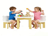 Kids Table and Chair Set, 3-Piece Toddler Table with 2 Chairs, Cute Bear-Back Chairs, Sturdy Wooden 24776717
