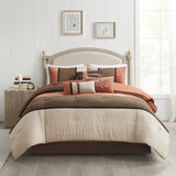 7 Piece Faux Suede Comforter Set Coral King B03596818