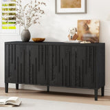 U_Style 59.8" 4-Door Sideboard,Hidden Handle,Distinctive Solid Ash Veneer Buffet with Storage, N711P290714B