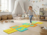Yellow Kids Hopscotch Foam Mat with 9 Interlocking Tiles & 3 Marker Discs, Non-Slip Play Mat for 77638950