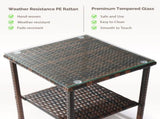 Square double layer glass table top brown gradient rattan side table 83252345