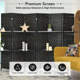 Foldable Room Screen with Storage Shelves - 106.5"x71" Max Size, Hand-Woven Fiber & Poplar Wood 10322052