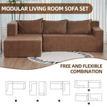 ZUN Modular Sectional Couch, Modern L-Shape Sectional Sofa with Chaise Lounge, Comfy Snow Velet Fabric W2733P183871