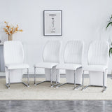 ZUN Set of 4 dining white dining chair set, PU material high backrest seats and sturdy leg W1151P154019