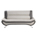 ZUN Modern Living Room Furniture 1pc Sofa Beige and Gray PU Upholstered Chrome Finish Metal Legs Solid B011P183386