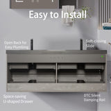 72" Floating Bathroom Vanity with Sink, Modern Wall-Mounted Bathroom Storage Vanity Cabinet with Two W1573P155850