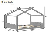 Full House Floor Bed with Support Slats, Solid Wood House Bed Frame for Kids, No Box Spring Needed W1580P387843
