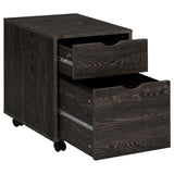 ZUN Dark Oak 2-Drawer File Cabinet with Casters B062P153725