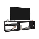 Suxta 63" Wide Tv Stand with Three Open Shelves and Three Bottle Cubbies, Cable Management, Bar Tv B200P286984