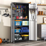 71" Metal Garage Storage Cabinet with Wheels - Heavy-Duty Tool Storage Cabinet for Home, Office, T2398P222838