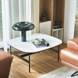 Small Coffee Table for Living Room,Modern Rock Beam Ceramic Coffee Table,Low Square Center Table W1911P268306