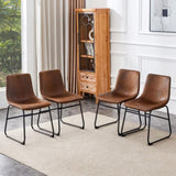 A set of 4 Retro Brown Suede Chairs ,Comfortable Bar Stools, Suitable for Industrial and Vintage W3226P279060