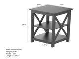Wooden End Table, Modern Style Sofa Side Table with X-Leg Design and Two Shelves, Gray 35182159