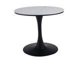 23.62"BLACK AND WHITE Tulip Table Mid-century Dining Table for 2-4 people With Round cremic Table W234P540494