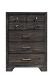 1pc Contemporary Dark Wood Grain Finish Metal Knobs Storage Drawers Tall Chest Wooden Gray B2741P325738