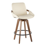 Cosmo Mid-Century Counter Stool in Walnut and Cream Faux Leather by LumiSource B202P222362