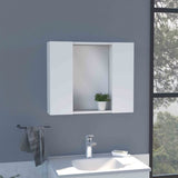 ZUN Artemisa Medicine Cabinet, Double Door, Mirror, One External Shelf -White B20091821