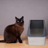 ZUN XXL Stainless Steel Cat Litter Box with Lid, Extra Large Litter Pan with High Sides, Easy Cleaning, 13774354