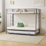 Twin Over Twin Bunk Bed with Trundle, Triple Bunk Beds for Kids Teens Adults, Metal Bunk Bed with 95087279