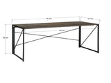 55" Folding Table, Extra Long Desk with Dark Walnut Top and Black Metal Frame for Study or Work 46937269