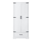 Tall Bathroom Storage Cabinet, Cabinet with Two Doors and One Drawer, Adjustable Shelf, MDF Board, 54458299
