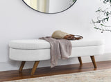 Ottoman Oval Storage Bench,Rubber Wood Legs,White W48764885