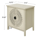 Hollow-Carved 2 Door Accent Cabinet Sideboard Buffet Storage Cabinet with Adjustable Shelf for W688P225282