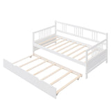 Twin Size Daybed Wood Bed with Twin Size Trundle,White WF295030AAK