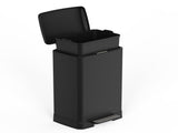 Black 14 Gallons Pedal Trash Can with Soft Close Lid, Removable Inner Bucket & Detachable Wheels, 12811413
