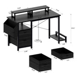 ZUN 47.3" Computer Desk with power outlet,Monitor Stands,Shelves, Office Desk/Writing Table/Gaming desk W2887P239945