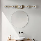 Modern Minimalist Bathroom Vanity Light, LED 5 Bulb Frosted Glass Shades, Wall Mounted Decorative W1340P143675