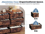 10-Drawer Fabric Dresser, Large Storage Tower for Bedroom, Closet, Living Room, Rustic Brown 71253654