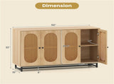 Natural PE Rattan Large Buffet Sideboard , 4-Door Design with Removable Adjustable Shelves 82926785