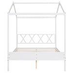 ZUN Full Size Wood House Bed with Storage Space, White 76481310