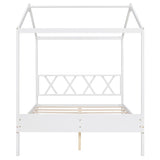 ZUN Full Size Wood House Bed with Storage Space, White 76481310