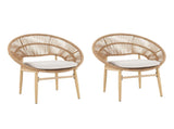 Cyril Outdoor Wicker Papasan Style Dining Chair, Teak Finished Leg and Light Brown Faux Rattan, N775P271975B