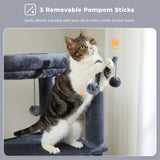 ZUN 59" Cat Tree,Cat Tower for Large Cats,Multi-Level Cat Tower 3 Removable Pompom Sticks,Cat Condo 98707781