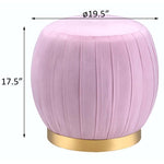 ZUN Pink Carnation and Gold Round Tufted Ottoman B062P186556