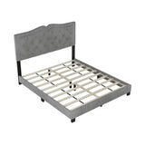 Queen Size Upholstered Bed Frame with Rivet Design, Modern Velvet Platform Bed with Tufted WF316750AAE
