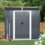 6ft x 5ft Outdoor Metal Storage Shed with Window and Transparent plate for Garden, Lawn W540P185298