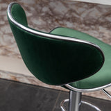 Masaccio Velvet Upholstered Adjustable Swivel Barstool, Set of 2, Green T2574P164845