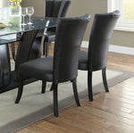 ZUN Black Faux Leather Upholstered Lines back Set of 2pc Chairs Dining Room Wide Flair back Chair HSESF00F1591