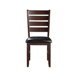 Contemporary Cherry Finish Side Chairs 2pc Set Black PU Leather Upholstery Durable Wood Dining B2741P331891