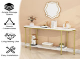 Console Table 2 Tier Narrow Entryway Table with Storage Shelves Faux 82101132