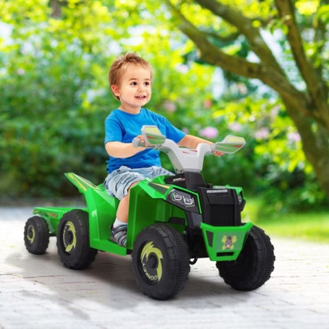 ZUN 6V Kids Electric ATV, Toddler Ride on Car with Trailer, Music, Bluetooth Power Display for Boys W2181P164287